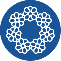 Line art of a ring of flowers representing the floral arrangements you can order for funerals through our website