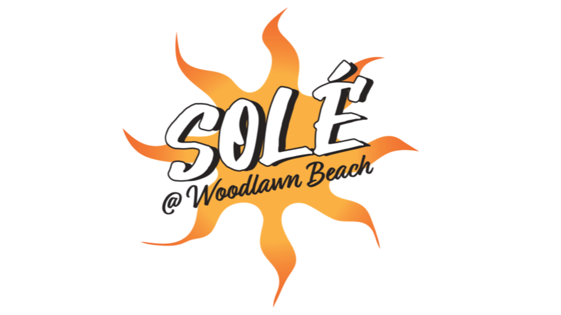A logo for sole woodlawn beach with a sun