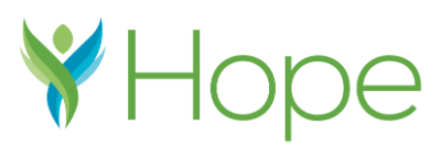 A logo for a company called hope with a blue and green butterfly.