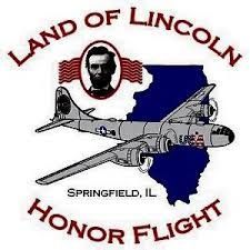 A plane is flying over a map of the state of illinois.