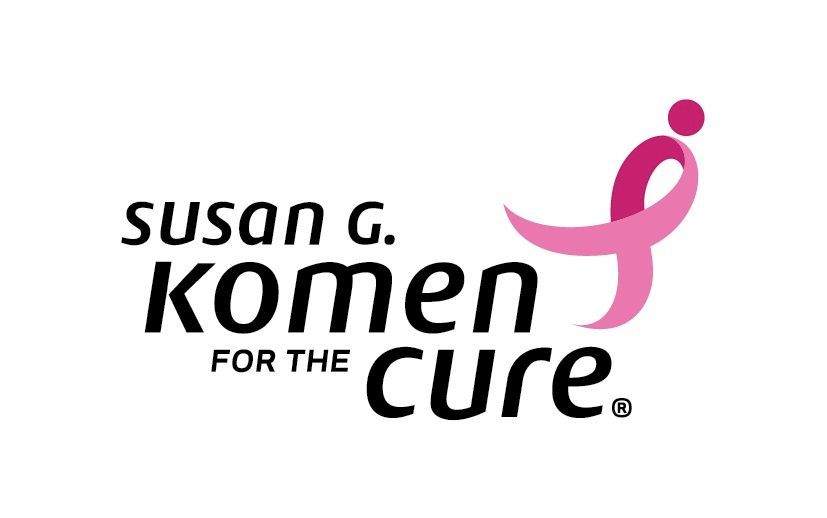 Susan g. komen for the cure logo with a pink ribbon
