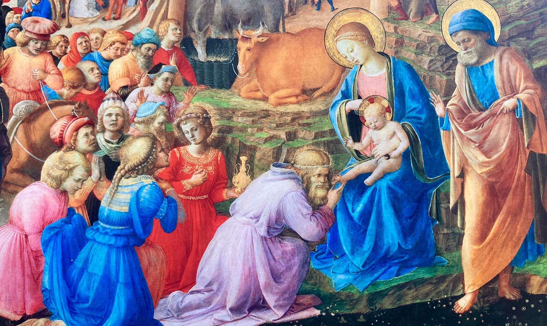 Photograph  of a Christmas card depicting The Adoration of the Magi in the Scrovegni Chapel