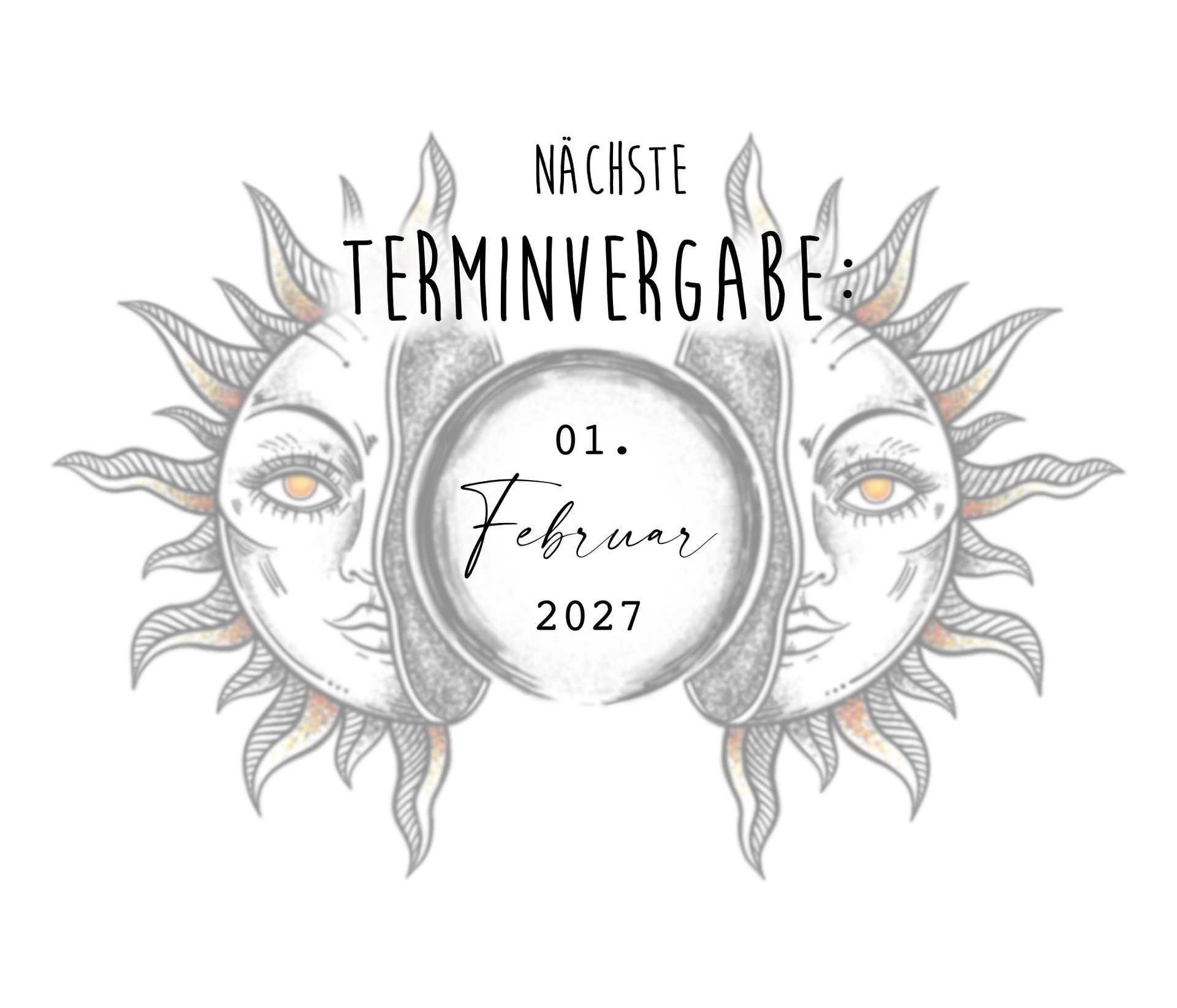 Grafik mit einem Gesicht aus Sonne und Mond, Text: 