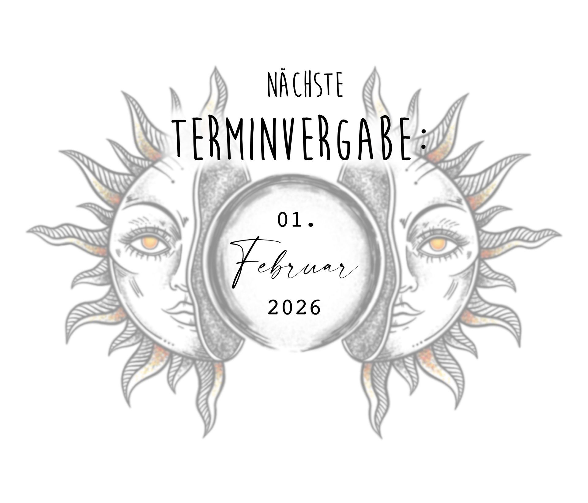 Grafik mit einem Gesicht aus Sonne und Mond, Text: 