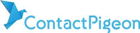 ContactPigeon logo: Blue origami bird icon next to the words