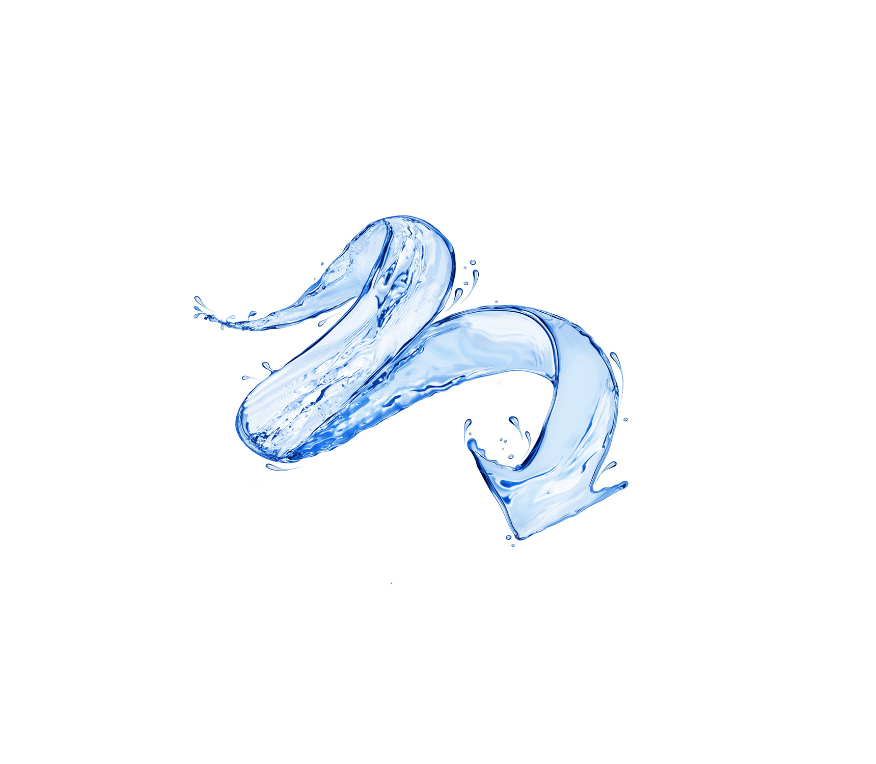 Une éclaboussure d'eau bleue en forme de flèche sur fond blanc.