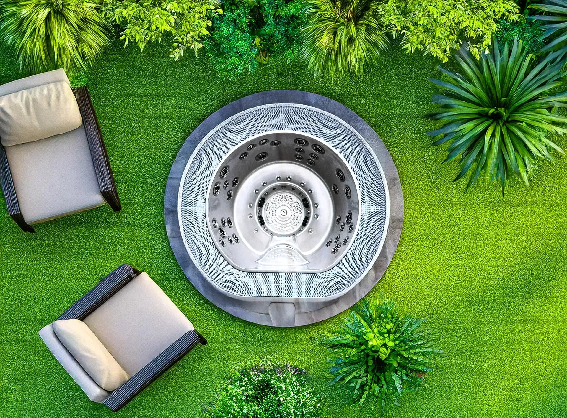 un spa dans un jardin