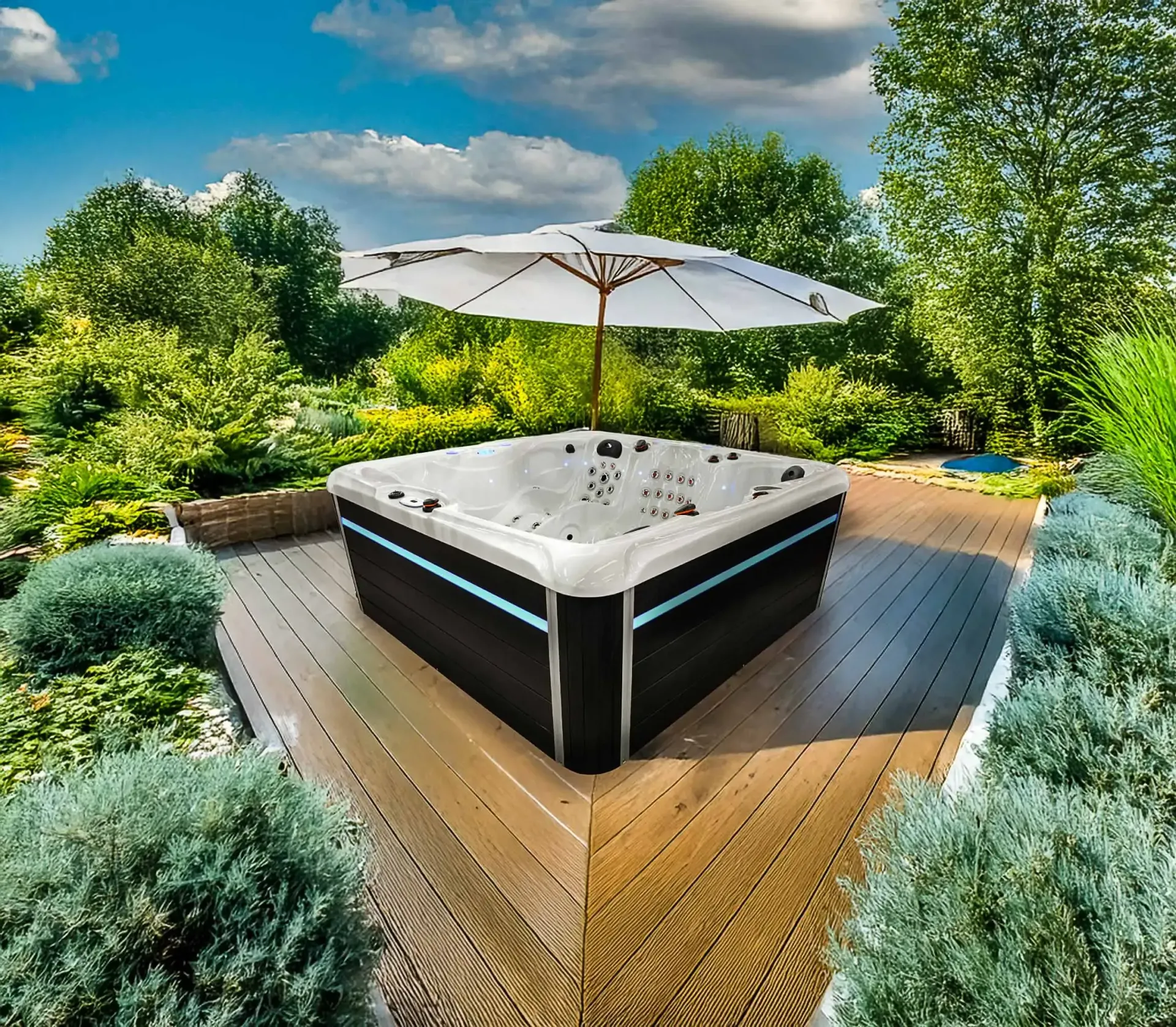 spa dans un jardin