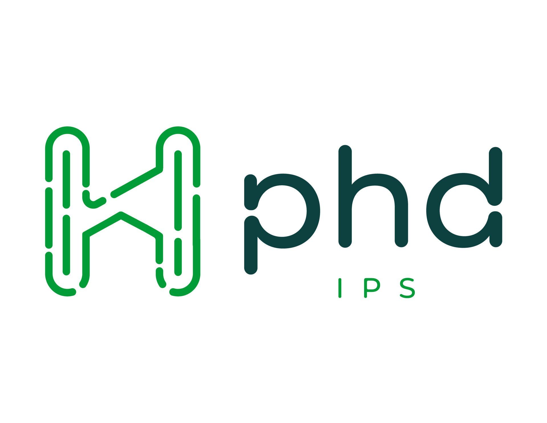 Un logotipo verde y negro para una empresa llamada phd ips.