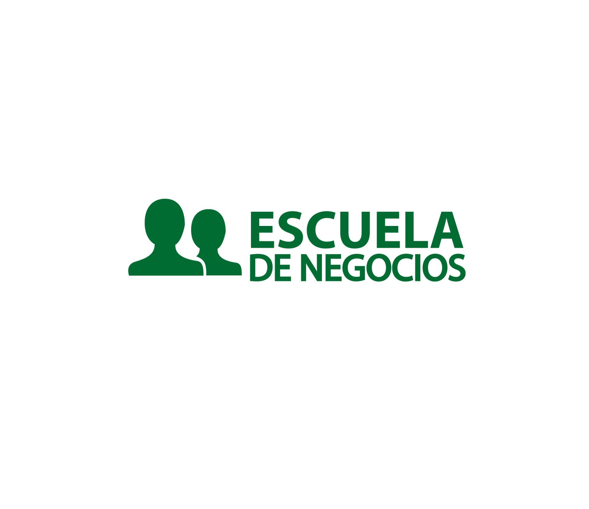 Un logotipo verde para escuela de negocios con dos personas en él.