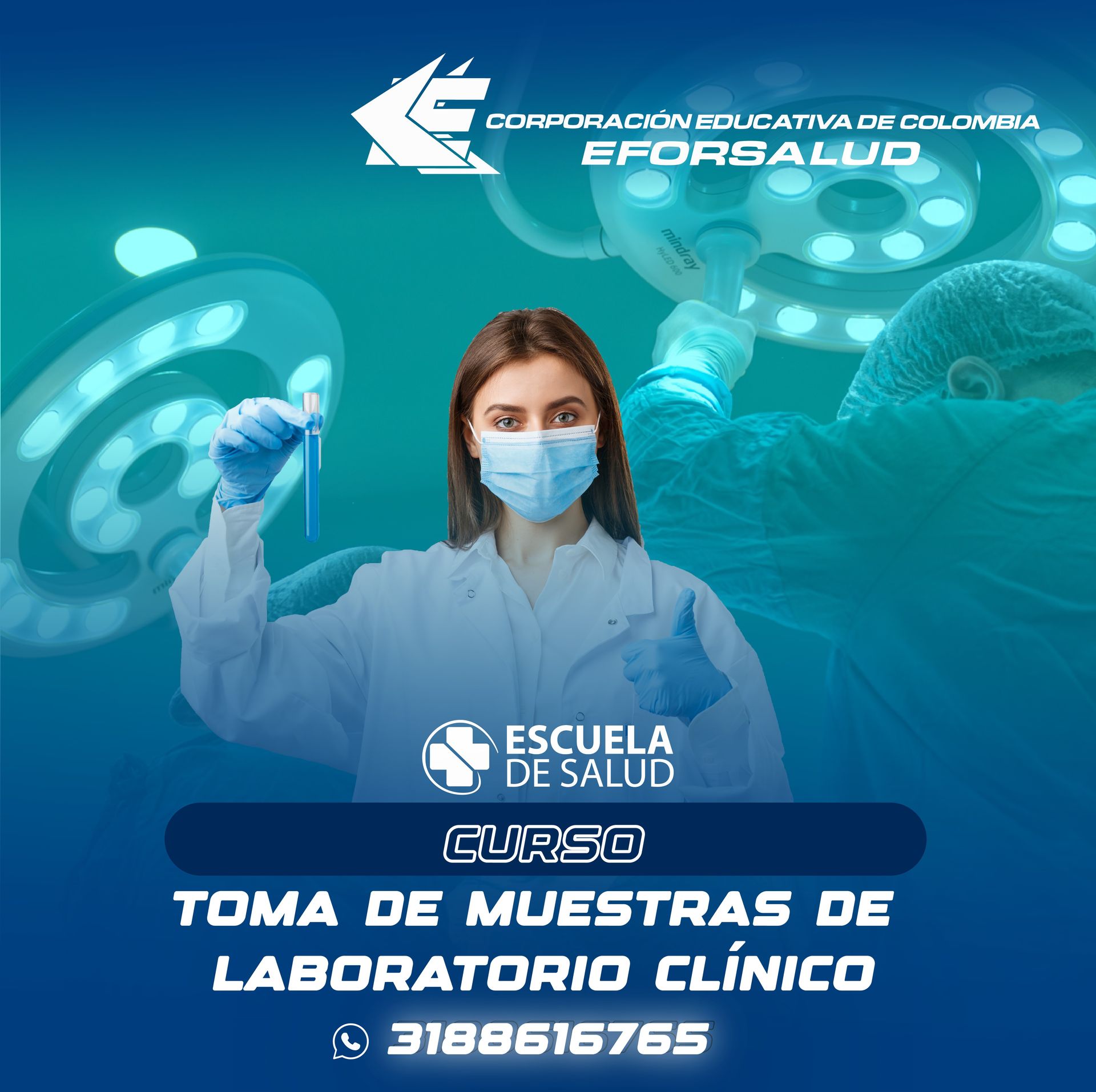 Una mujer que lleva una máscara y guantes sostiene un tubo de ensayo.