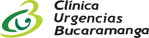 The logo for clinica urgencias bucaramanga is green and black.