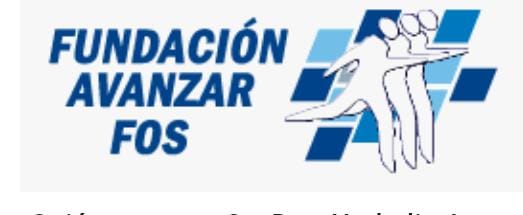 A blue and white logo for fundacion avanzar fos