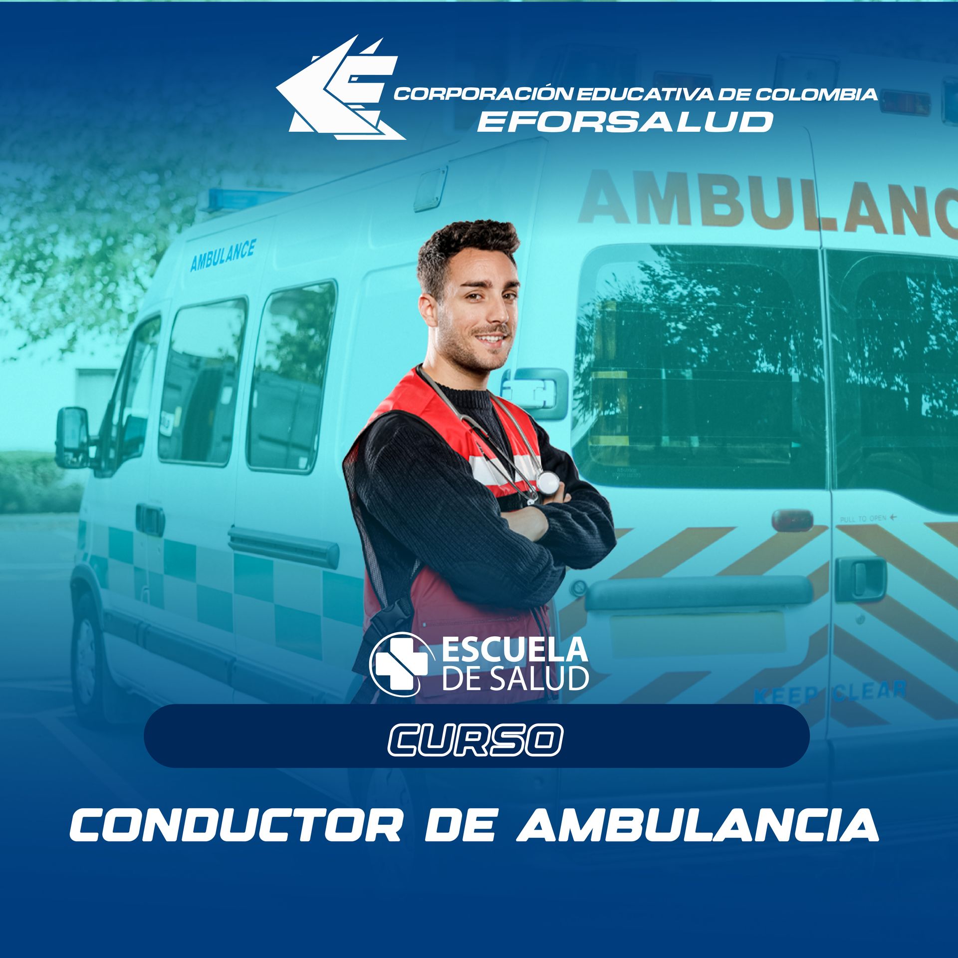 Un hombre está parado frente a una ambulancia con los brazos cruzados.