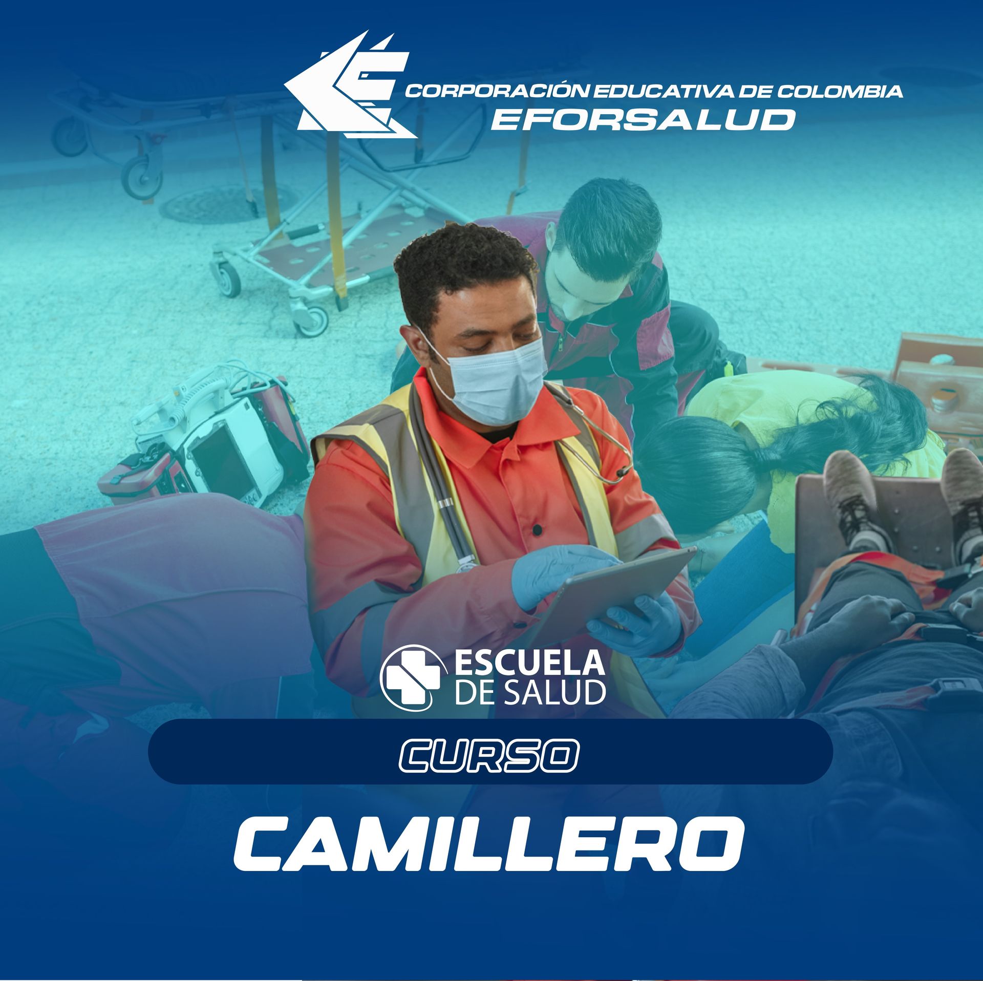 Un hombre que lleva una máscara está mirando una tableta.