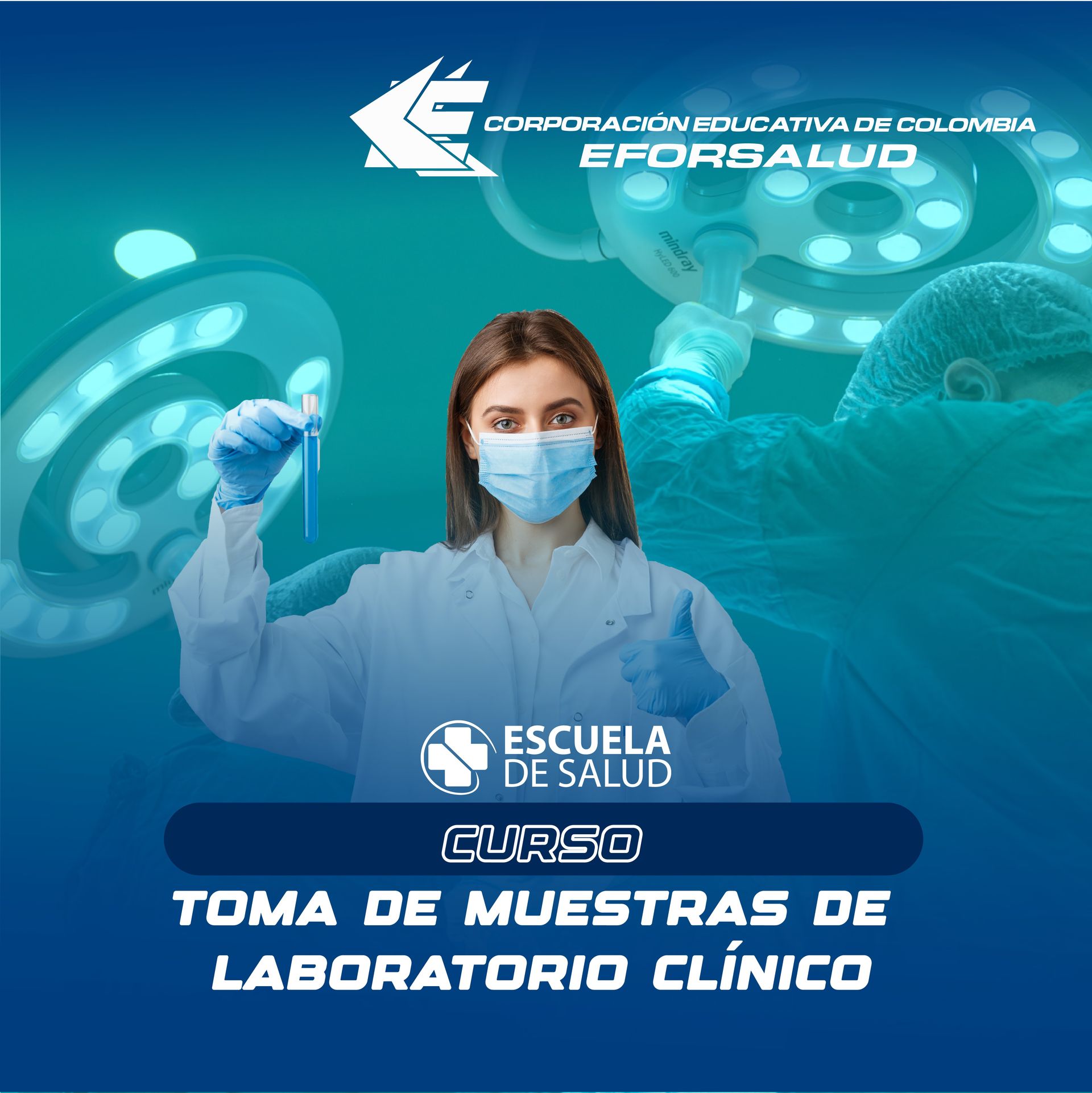 Una mujer que lleva una máscara y guantes sostiene un tubo de ensayo.