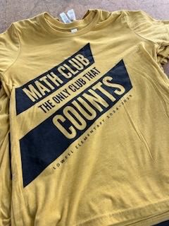 Yellow Math Club t-shirt with black text: 