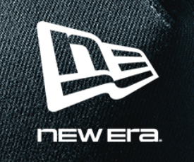 White New Era logo on dark background, with 