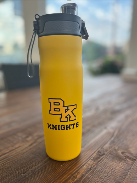 Yellow water bottle with 