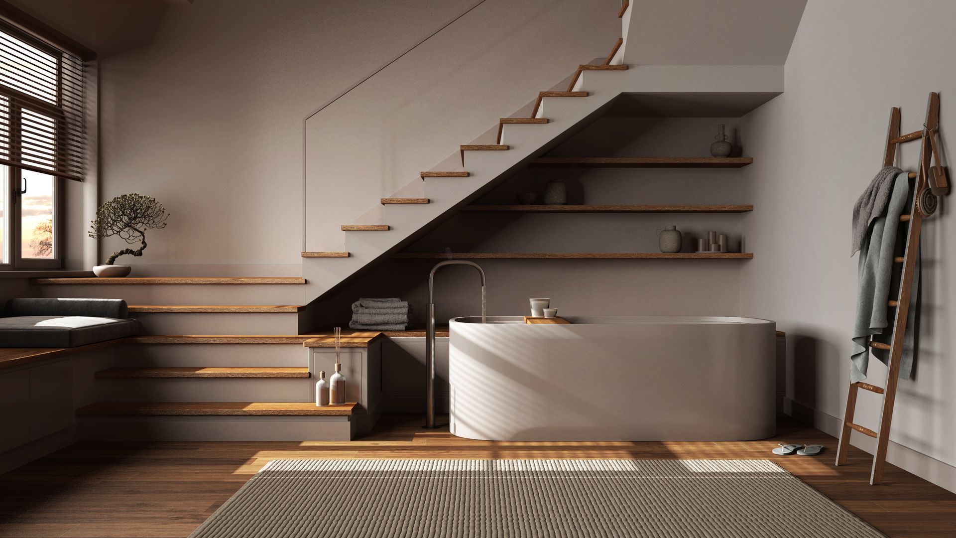 A clever interior design for a bathroom near Lockport, NY