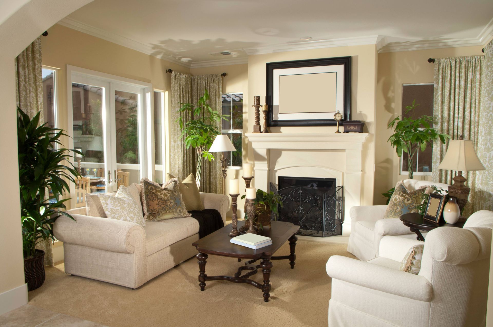 A luxury living room interior with various décor pieces near Lockport, NY