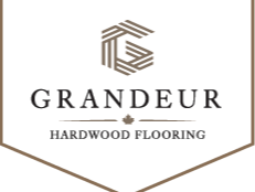Logo for Grandeur Hardwood Flooring. A geometric G icon above text, with a maple leaf symbol.