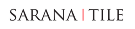 Logo for Sarana Tile, with the brand name in black text separated by a red vertical line.