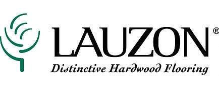 Lauzon logo with green leaf-like design and text 