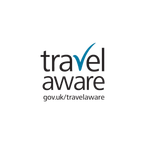 The travel aware logo is on a white background.