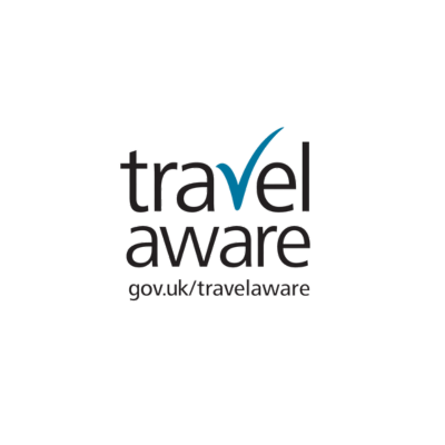 The travel aware logo is on a white background.