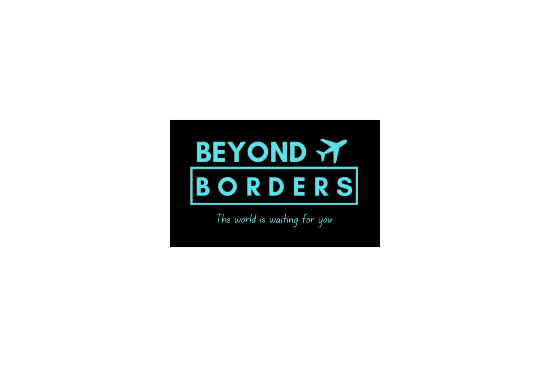 A logo for beyond borders with an airplane on it.