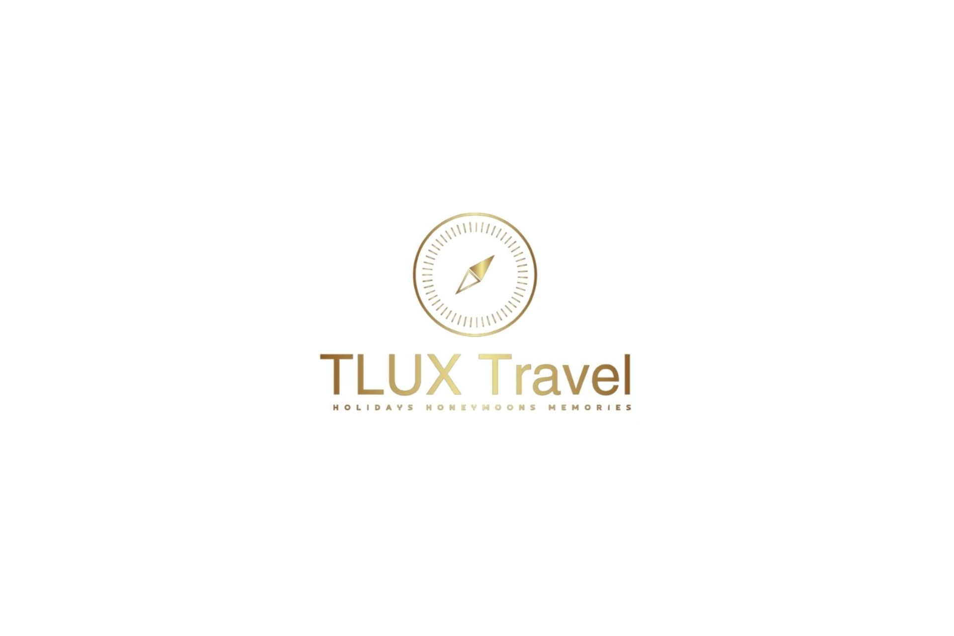 A logo for a travel company with a compass in the middle.