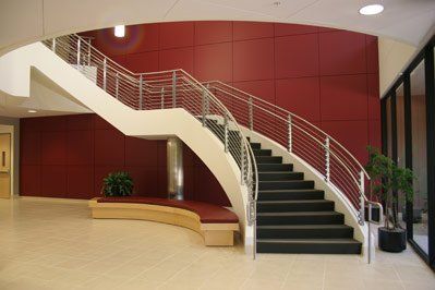 Metal Railing — Stair in front of the red wall in South San Francisco, CA