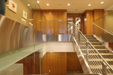 Commercial Railing — Gold staircase top view in South San Francisco, CA