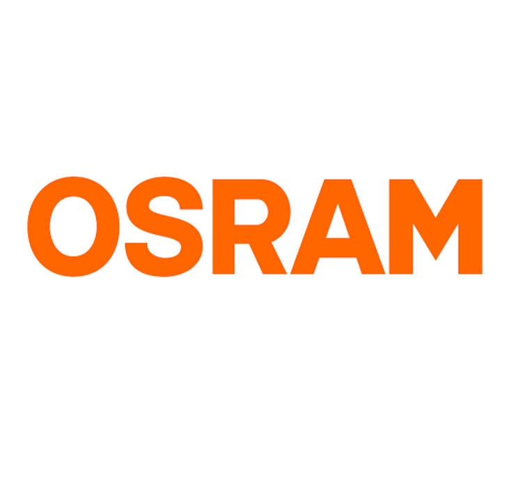 Un logo osram arancione su uno sfondo bianco