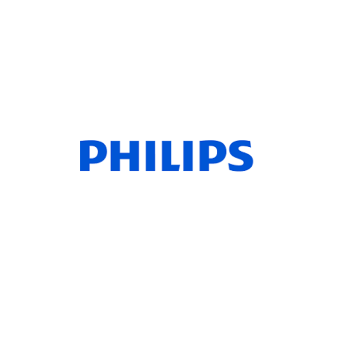 Il logo Philips è blu e bianco su sfondo bianco.
