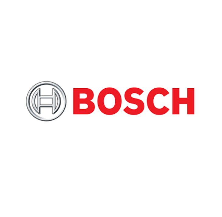 Il logo Bosch è rosso e argento su sfondo bianco.