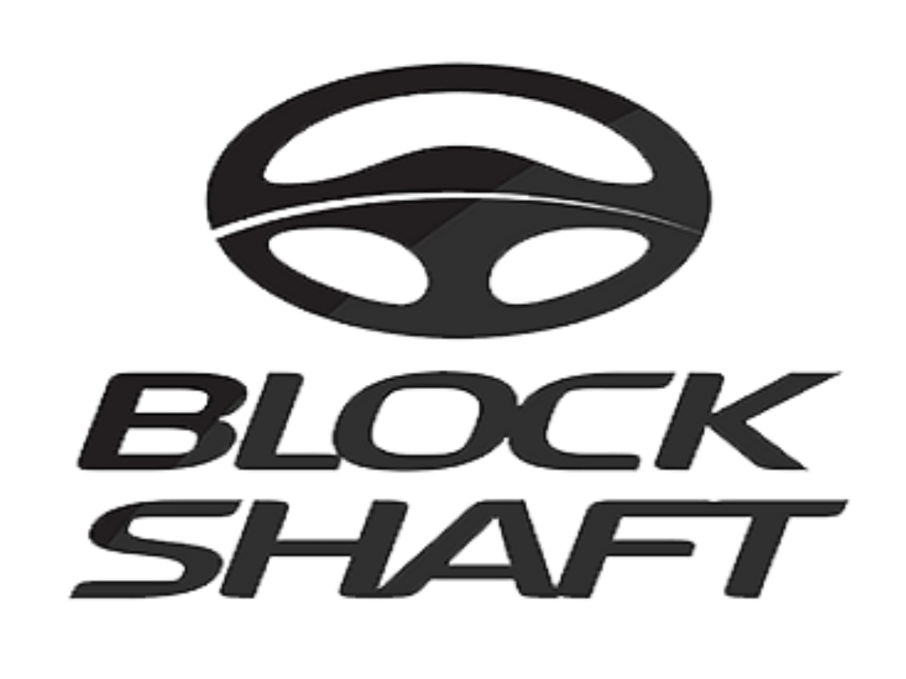 Un logo in bianco e nero per albero di trasmissione con volante