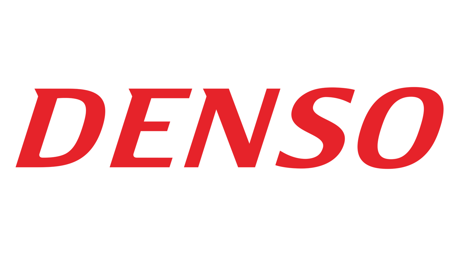 Il logo denso è rosso e bianco su sfondo bianco.