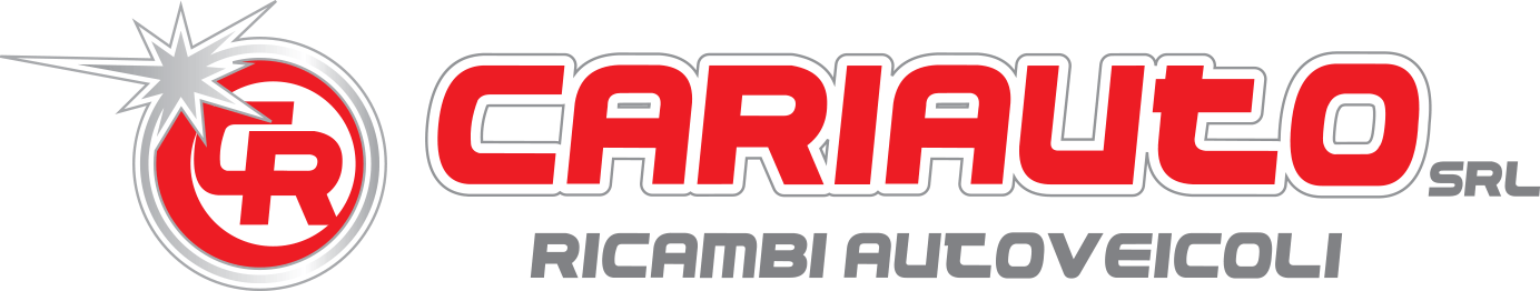 A red and white logo for cariauto ricambi autoveicoli