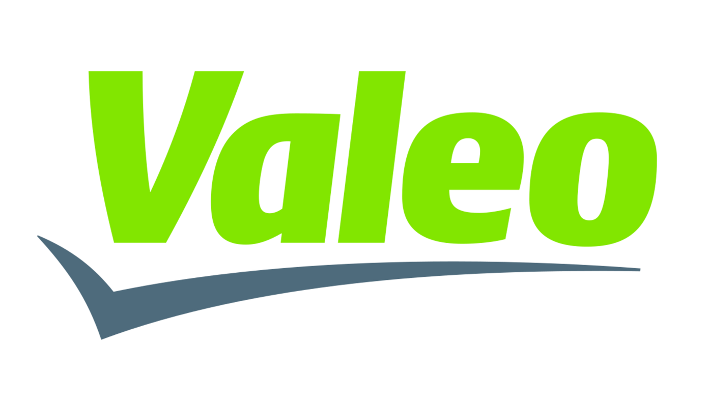 Il logo valeo è verde e grigio su sfondo bianco.