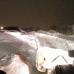 Driveway covered in snow
