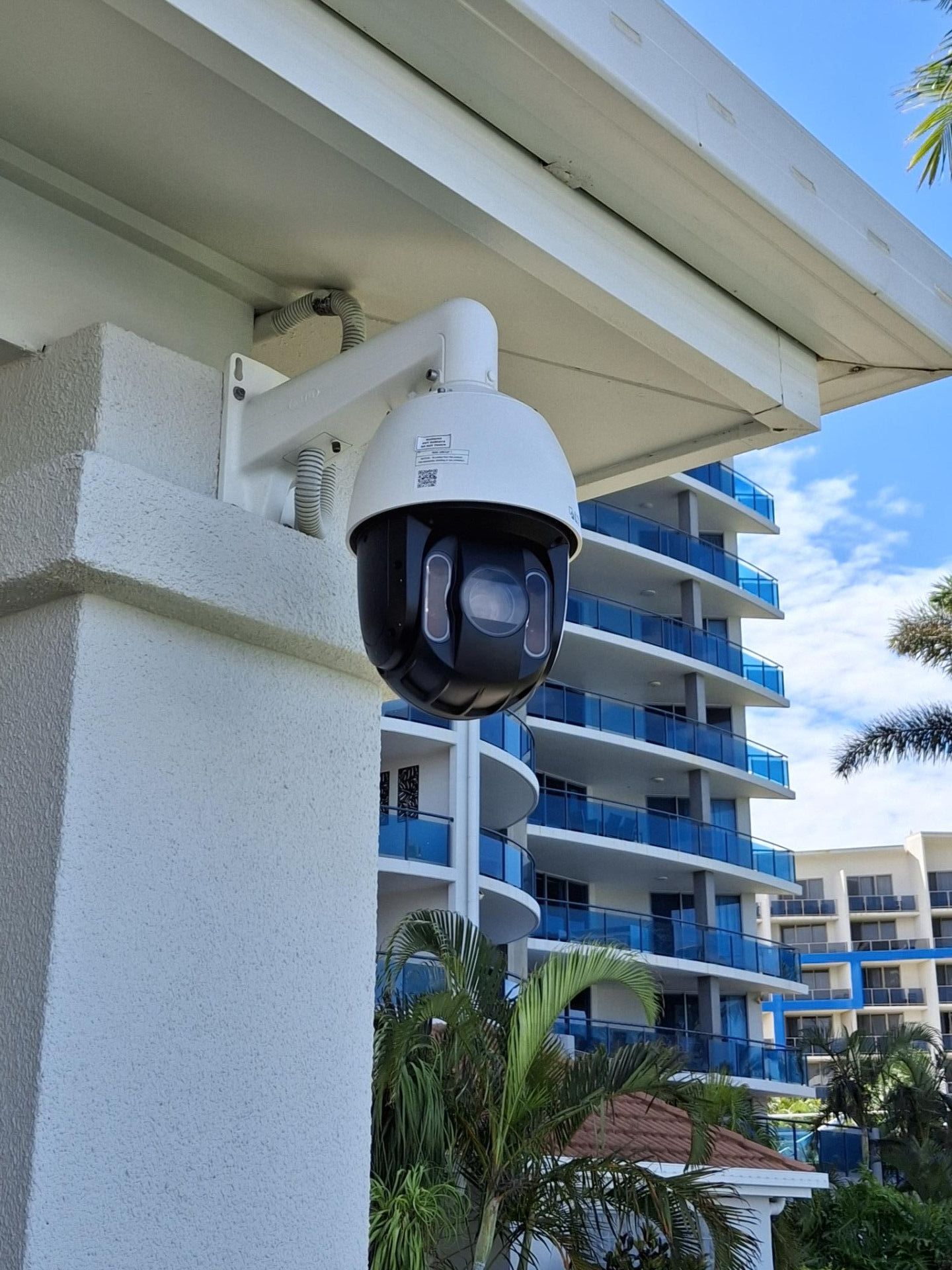 A Security Camera Is Mounted To a pole— Advanced Alarms Mackay Pty Ltd In South Mackay, QLD