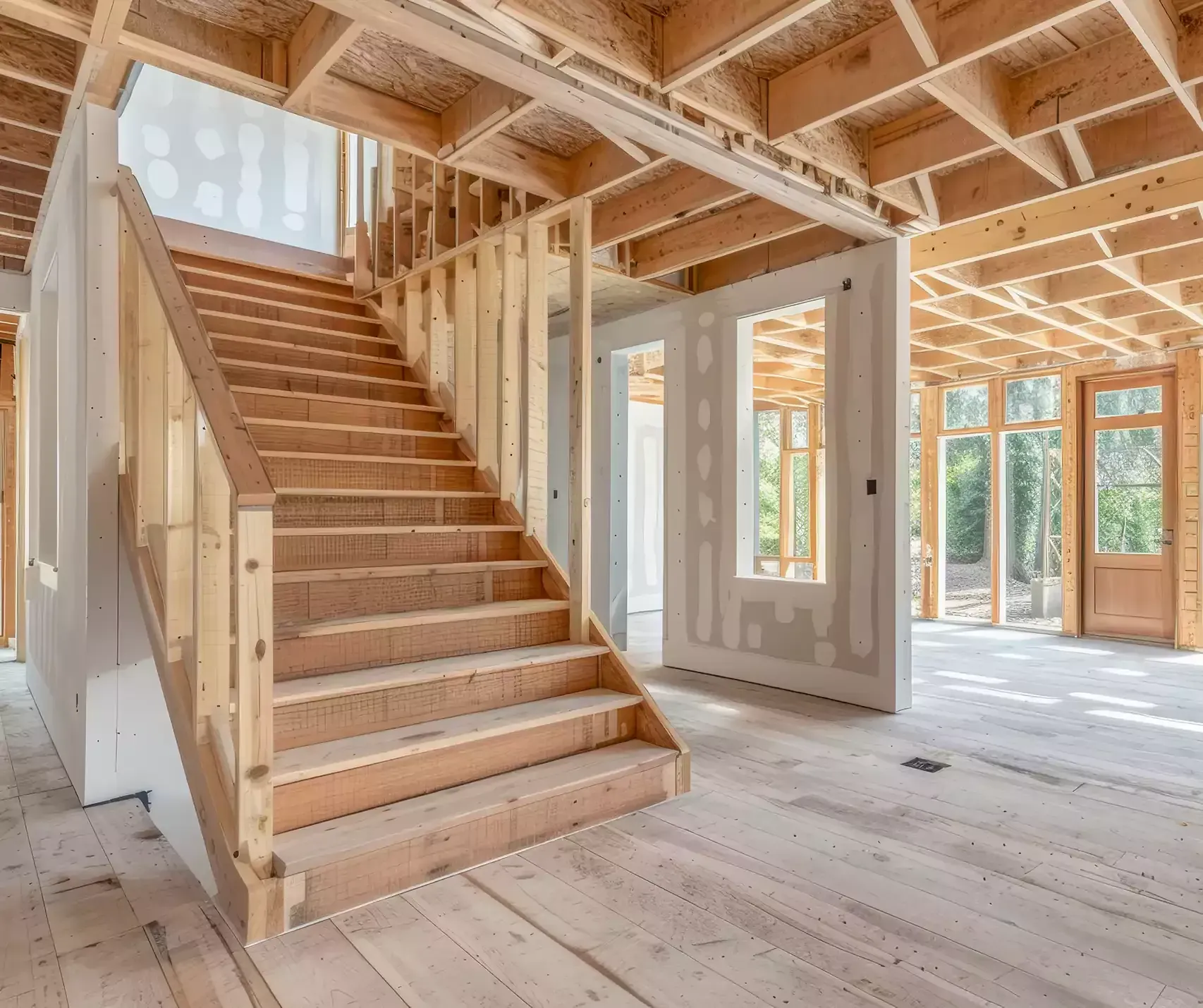 Unfinished basement raw beauty with wood frames and essential insulation for a cozy space