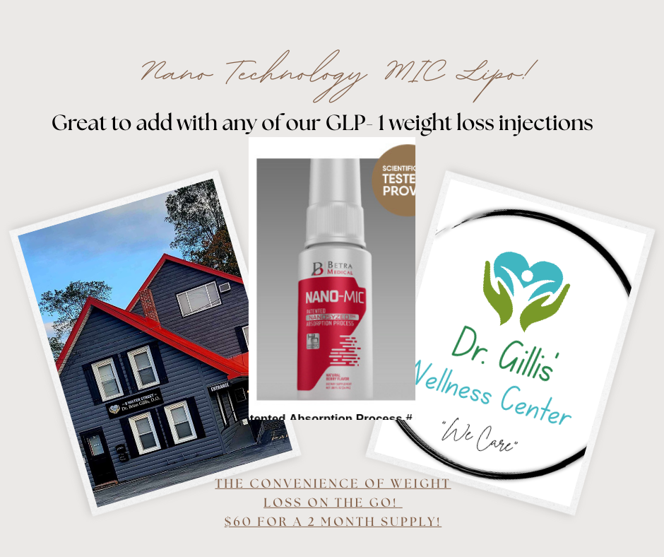 A picture of a house , a bottle of liquid , and a logo for dr. gill 's wellness center
