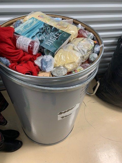 Storage Facility Housing Food and Clothing Donations and Shipments Being Prepared to Ship Overseas