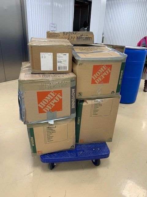 Storage Facility Housing Food and Clothing Donations and Shipments Being Prepared to Ship Overseas