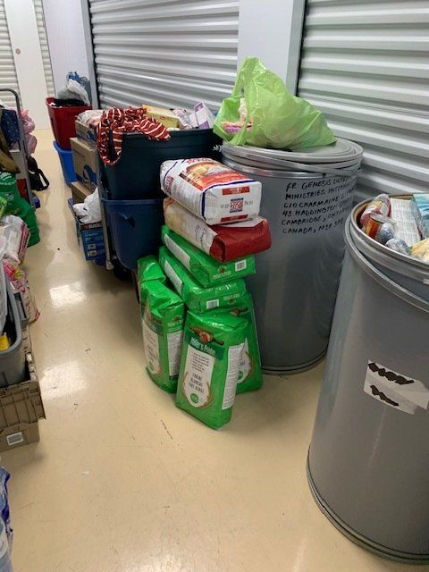 Storage Facility Housing Food and Clothing Donations and Shipments Being Prepared to Ship Overseas