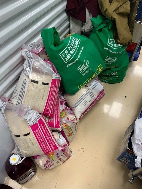 Storage Facility Housing Food and Clothing Donations and Shipments Being Prepared to Ship Overseas