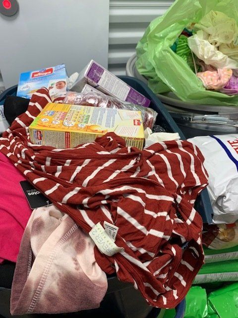 Storage Facility Housing Food and Clothing Donations and Shipments Being Prepared to Ship Overseas